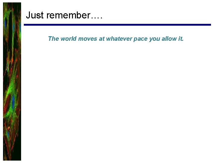 Just remember…. The world moves at whatever pace you allow it. 