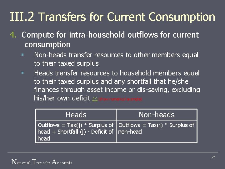 III. 2 Transfers for Current Consumption 4. Compute for intra-household outflows for current consumption