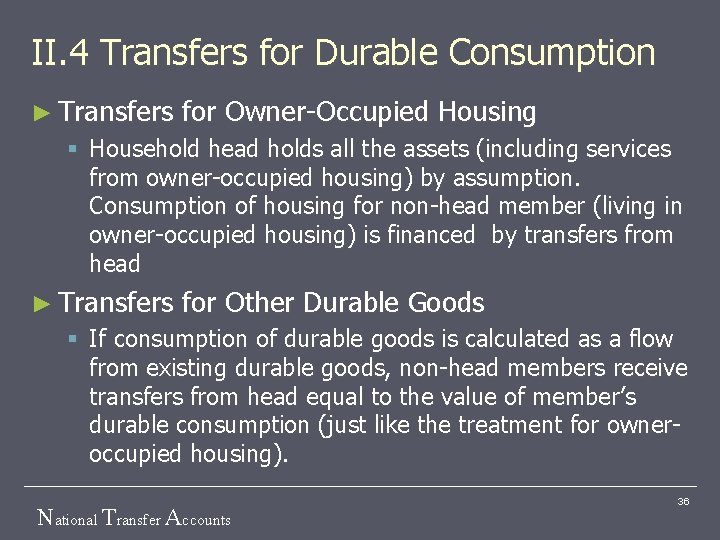 II. 4 Transfers for Durable Consumption ► Transfers for Owner-Occupied Housing § Household head