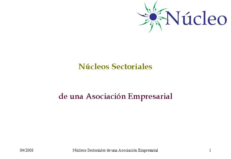 Núcleos Sectoriales de una Asociación Empresarial 04/2008 Núcleos Sectoriales de una Asociación Empresarial 1