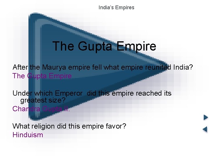 India’s Empires The Gupta Empire After the Maurya empire fell what empire reunited India?