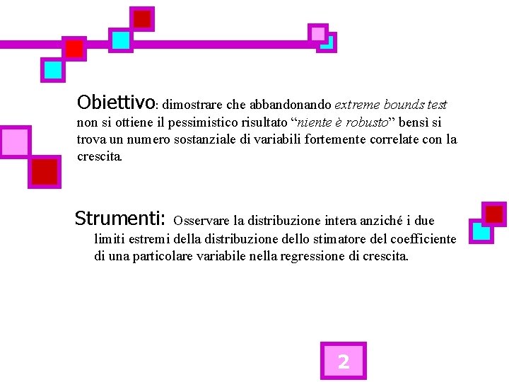 Obiettivo: dimostrare che abbandonando extreme bounds test non si ottiene il pessimistico risultato “niente