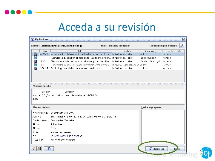 Acceda a su revisión cochrane training 