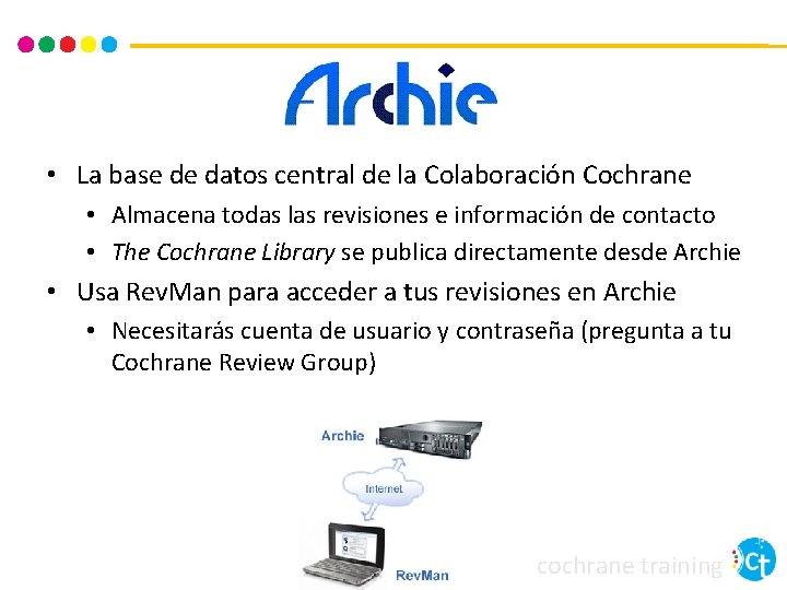  • La base de datos central de la Colaboración Cochrane • Almacena todas