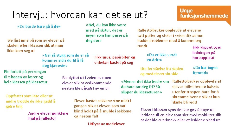 Intervju: hvordan kan det se ut? «Du burde bare gå å dø» «Nei, du