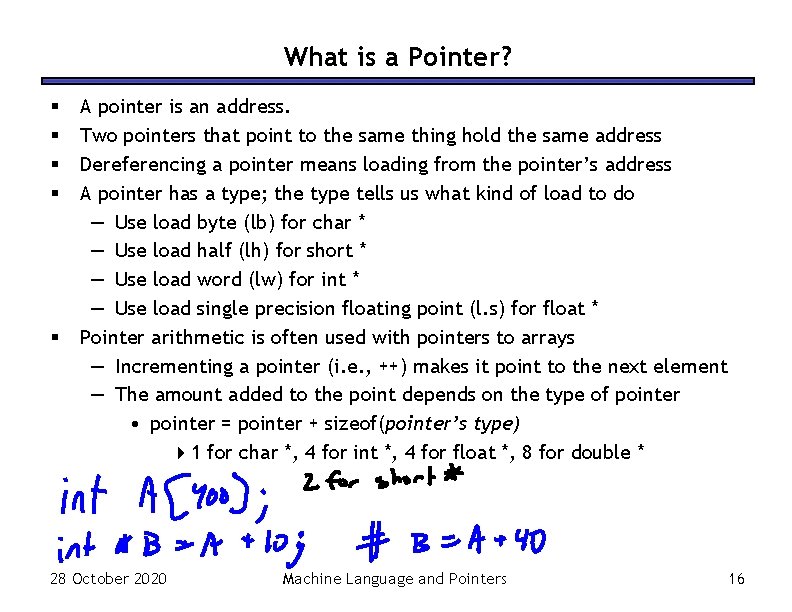 What is a Pointer? § § § A pointer is an address. Two pointers