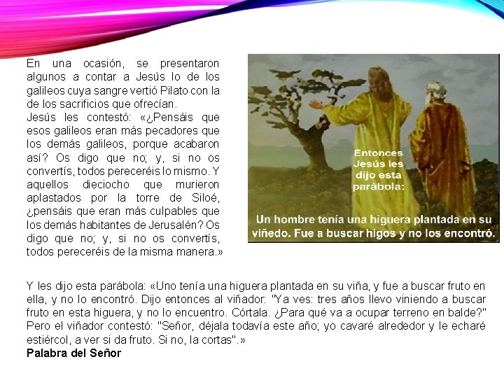 En una ocasión, se presentaron algunos a contar a Jesús lo de los galileos