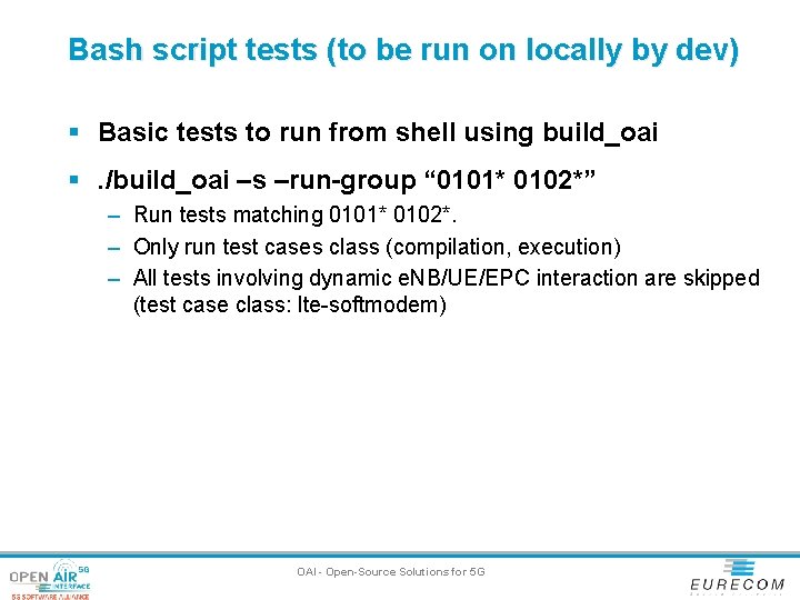 Bash script tests (to be run on locally by dev) § Basic tests to