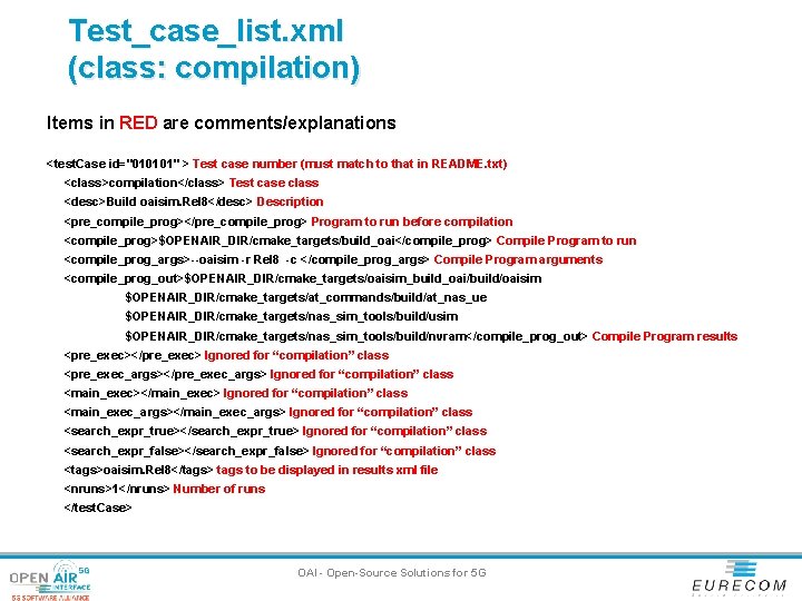 Test_case_list. xml (class: compilation) Items in RED are comments/explanations <test. Case id="010101" > Test
