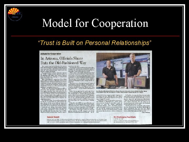 Model for Cooperation “Trust is Built on Personal Relationships” Model for Cooperation “Trust is Built on Personal Relationships”