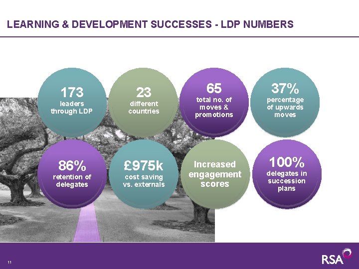 LEARNING & DEVELOPMENT SUCCESSES - LDP NUMBERS 173 leaders through LDP different countries 86%