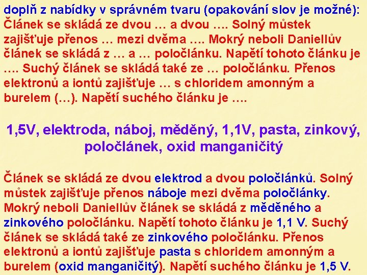 doplň z nabídky v správném tvaru (opakování slov je možné): Článek se skládá ze doplň z nabídky v správném tvaru (opakování slov je možné): Článek se skládá ze