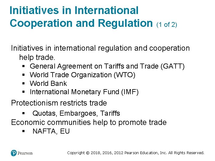 Initiatives in International Cooperation and Regulation (1 of 2) Initiatives in international regulation and