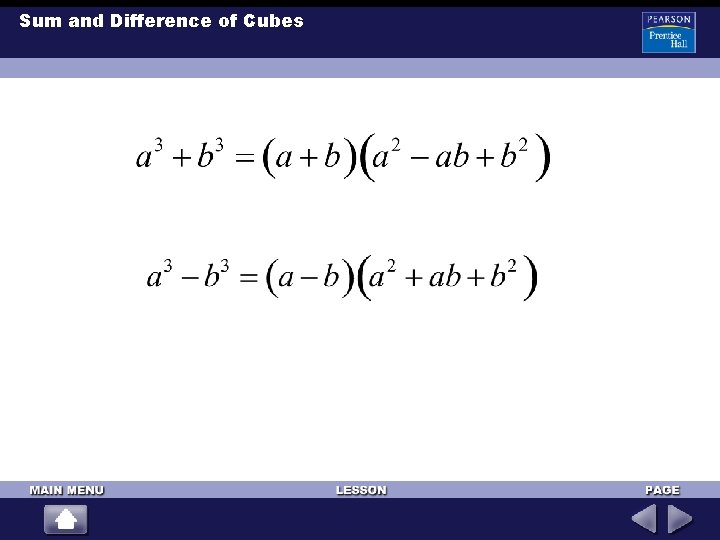 Sum and Difference of Cubes 