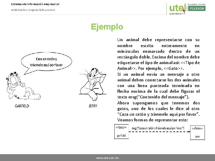 Sistemas de información empresarial Modelización y reingeniería de procesos Ejemplo Un animal debe representarse