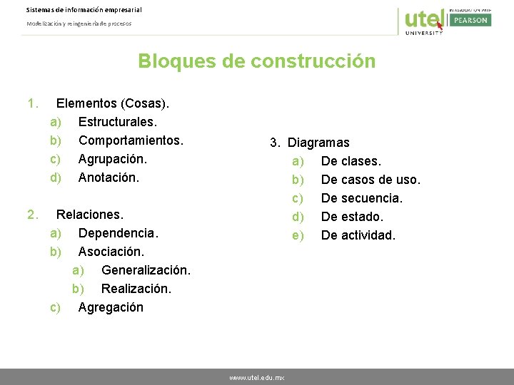 Sistemas de información empresarial Modelización y reingeniería de procesos Bloques de construcción 1. 2.