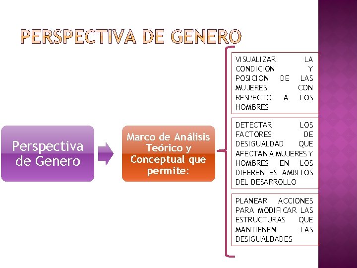 VISUALIZAR CONDICION POSICION DE MUJERES RESPECTO A HOMBRES Perspectiva de Genero Marco de Análisis