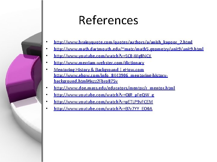 References • • • http: //www. brainyquote. com/quotes/authors/a/anish_kapoor_2. html http: //www. math. dartmouth. edu/~matc/math