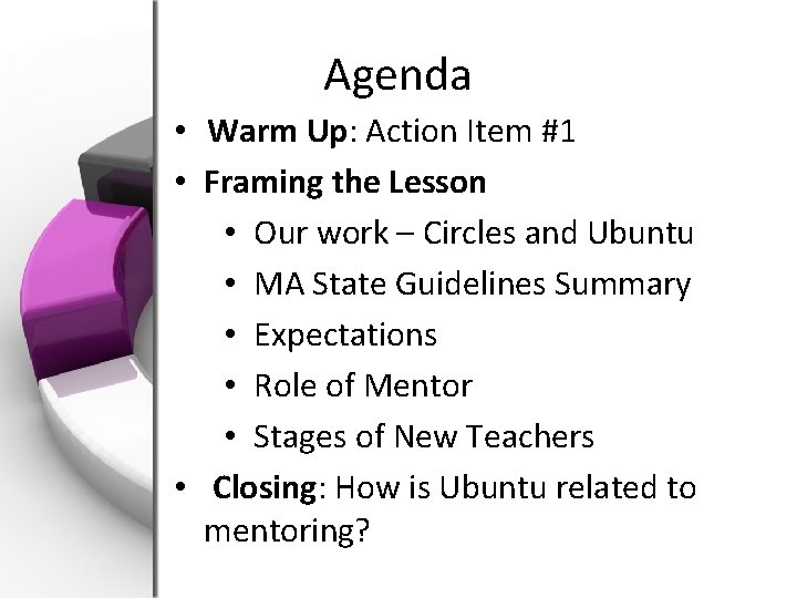 Agenda • Warm Up: Action Item #1 • Framing the Lesson • Our work
