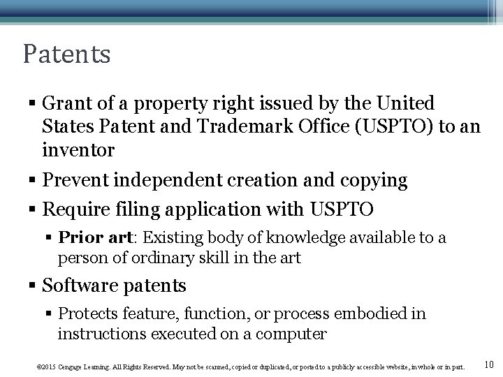 Patents § Grant of a property right issued by the United States Patent and