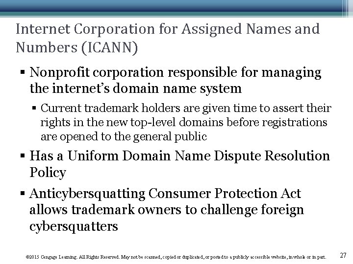 Internet Corporation for Assigned Names and Numbers (ICANN) § Nonprofit corporation responsible for managing