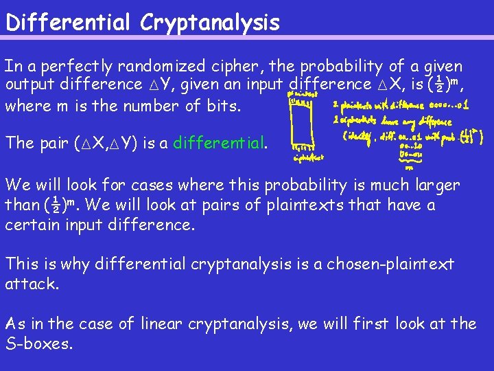 Differential Cryptanalysis In a perfectly randomized cipher, the probability of a given output difference