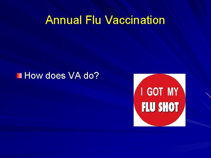 Annual Flu Vaccination How does VA do? 