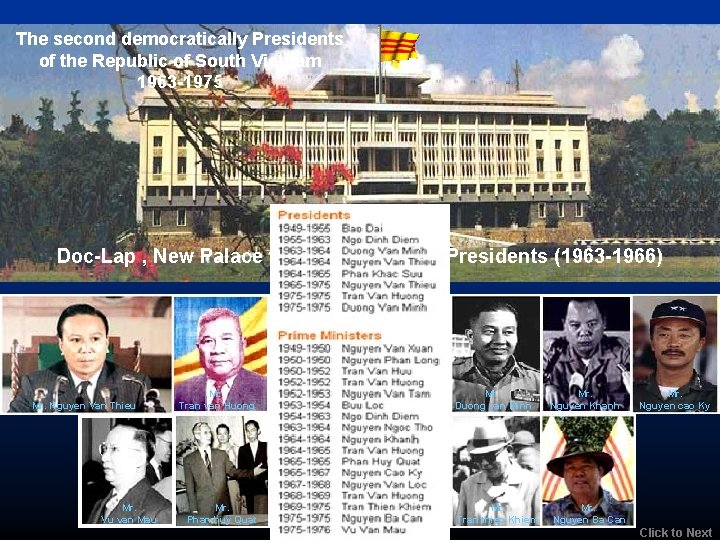 The second democratically Presidents of the Republic of South Vietnam 1963 -1975 Doc-Lap ,