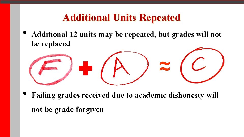 Additional Units Repeated • Additional 12 units may be repeated, but grades will not