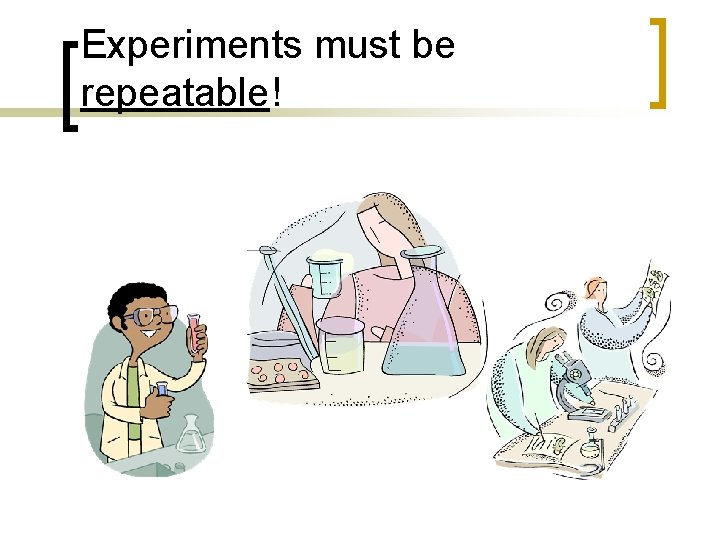 Experiments must be repeatable! 