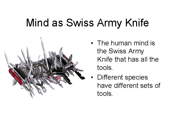 Mind as Swiss Army Knife • The human mind is the Swiss Army Knife