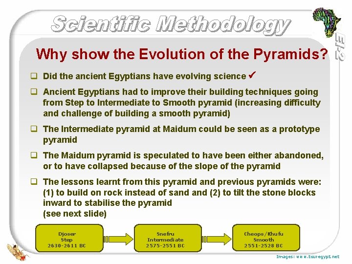 Why show the Evolution of the Pyramids? q Did the ancient Egyptians have evolving