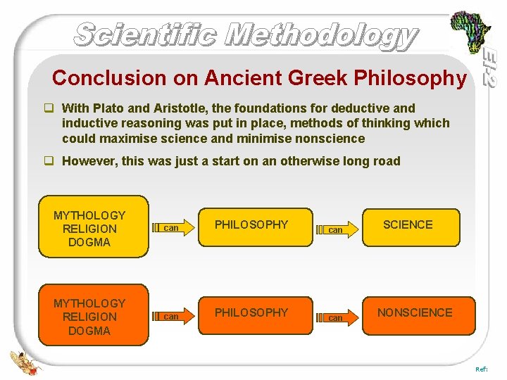 Conclusion on Ancient Greek Philosophy q With Plato and Aristotle, the foundations for deductive