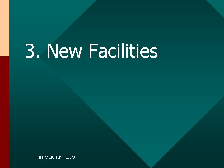 3. New Facilities Harry SK Tan, 1999 