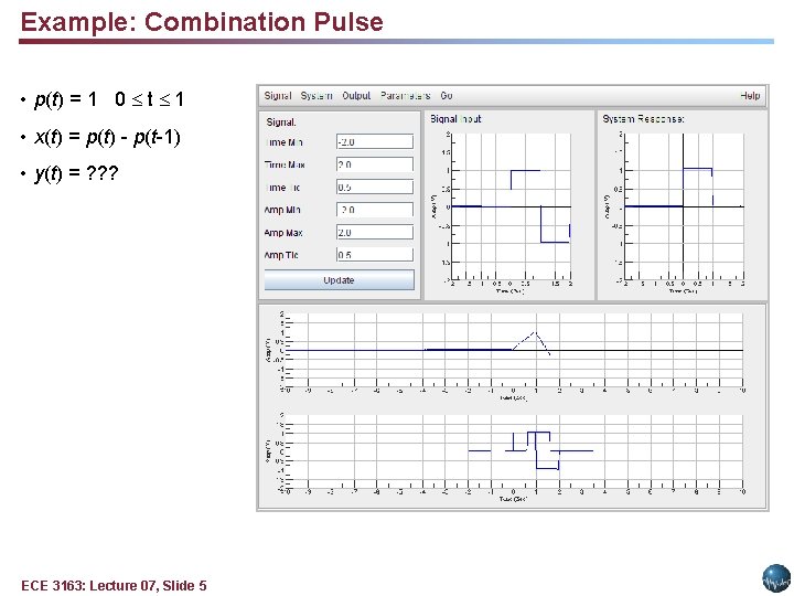 Example: Combination Pulse • p(t) = 1 0 t 1 • x(t) = p(t)