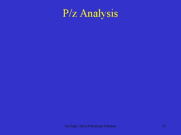 P/z Analysis Gas. Tank, Sirius Petroleum Software 28 