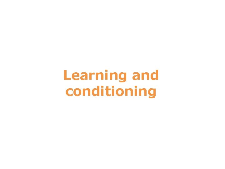 7 Learning and conditioning 