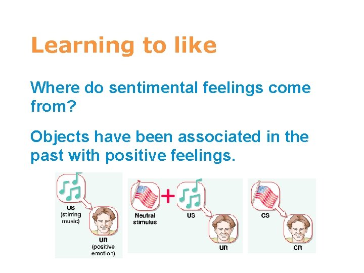 7 Learning to like Where do sentimental feelings come from? Objects have been associated