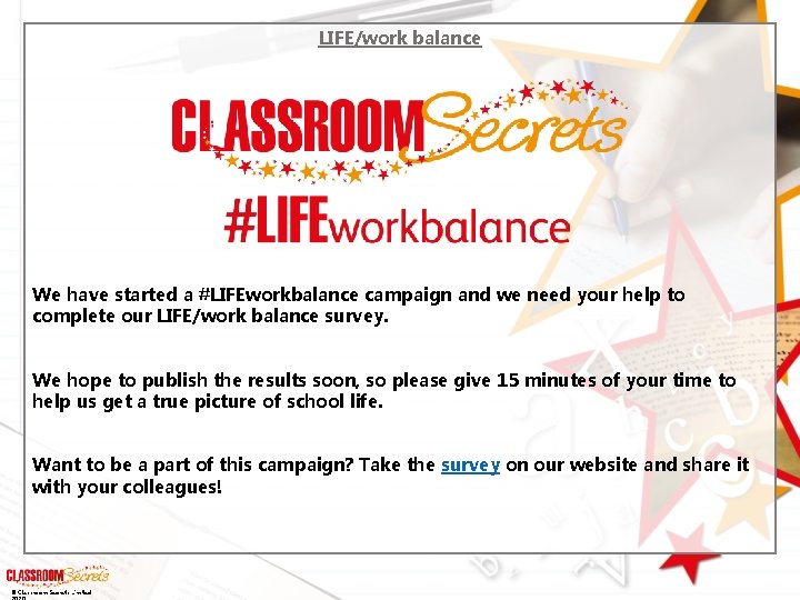 LIFE/work balance We have started a #LIFEworkbalance campaign and we need your help to