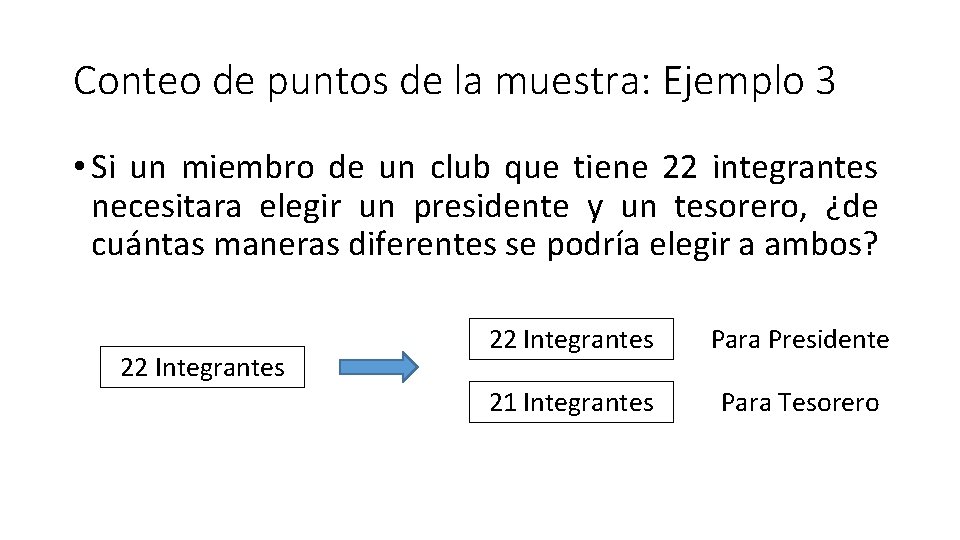 Conteo de puntos de la muestra: Ejemplo 3 • Si un miembro de un