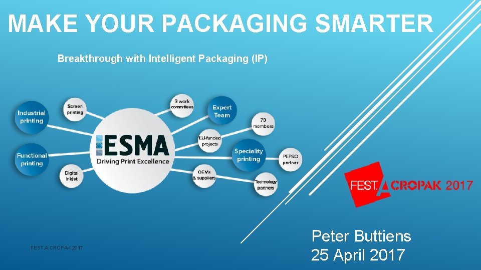 MAKE YOUR PACKAGING SMARTER Breakthrough with Intelligent Packaging (IP) FEST. A. CROPAK. 2017 Peter