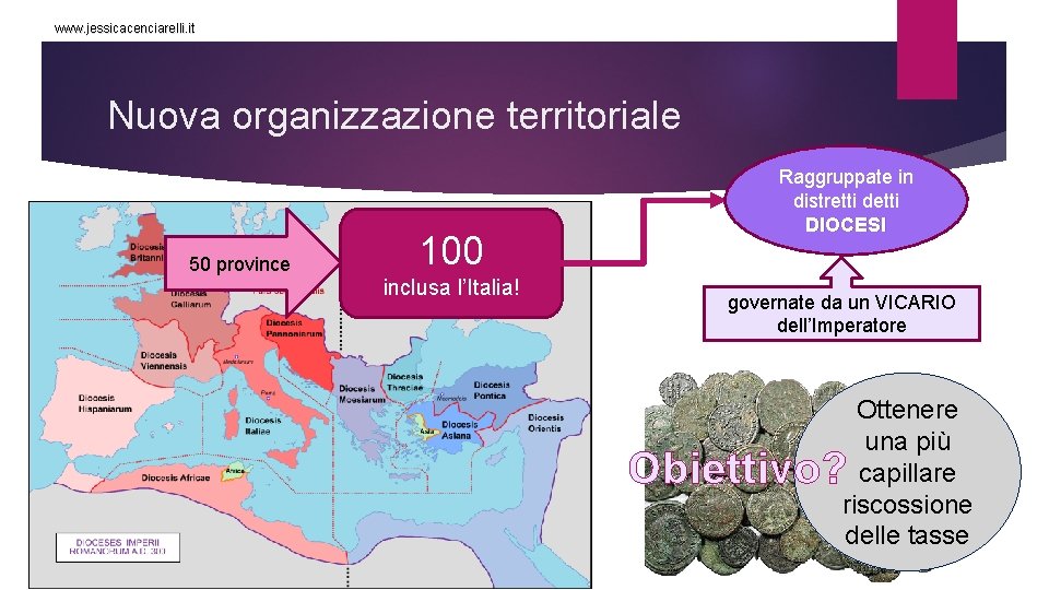www. jessicacenciarelli. it Nuova organizzazione territoriale 50 province 100 inclusa l’Italia! Raggruppate in distretti