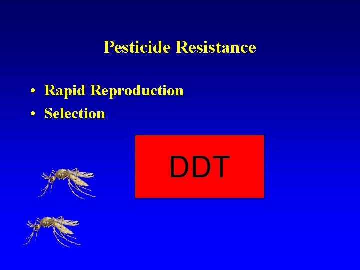 Pesticide Resistance • Rapid Reproduction • Selection DDT 