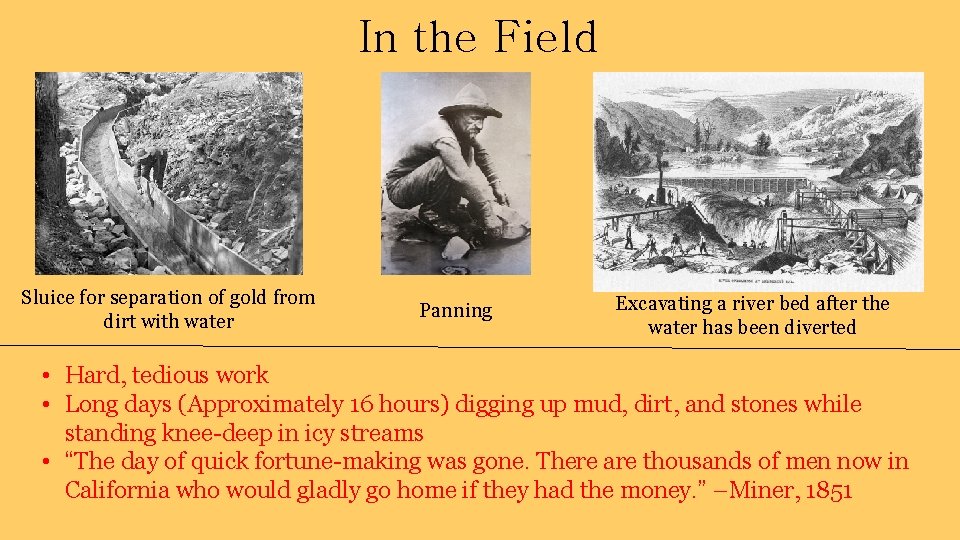 In the Field Sluice for separation of gold from dirt with water Panning Excavating