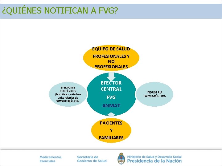 ¿QUIÉNES NOTIFICAN A FVG? EQUIPO DE SALUD PROFESIONALES Y NO PROFESIONALES EFECTORES PERIFÉRICOS (hospitales, ¿QUIÉNES NOTIFICAN A FVG? EQUIPO DE SALUD PROFESIONALES Y NO PROFESIONALES EFECTORES PERIFÉRICOS (hospitales,