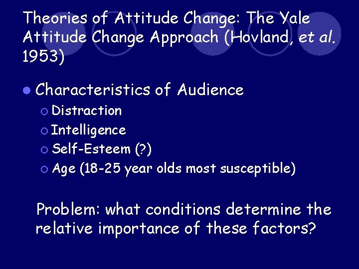 Theories of Attitude Change: The Yale Attitude Change Approach (Hovland, et al. 1953) l