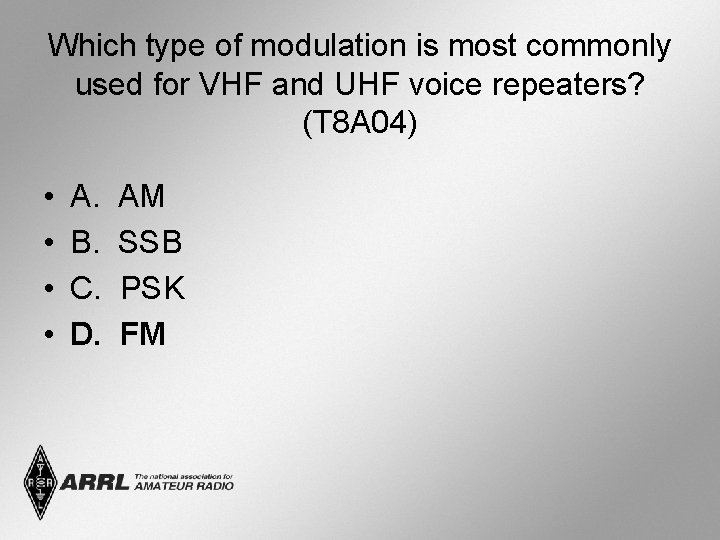 Which type of modulation is most commonly used for VHF and UHF voice repeaters?