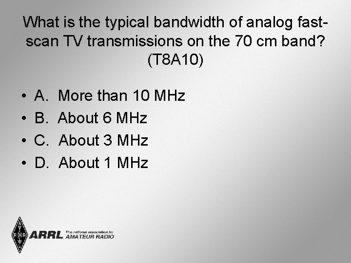 What is the typical bandwidth of analog fastscan TV transmissions on the 70 cm