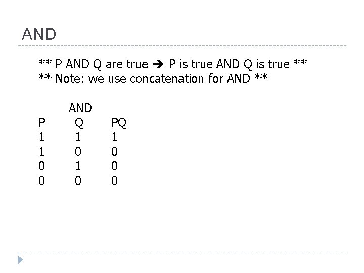 AND ** P AND Q are true P is true AND Q is true AND ** P AND Q are true P is true AND Q is true