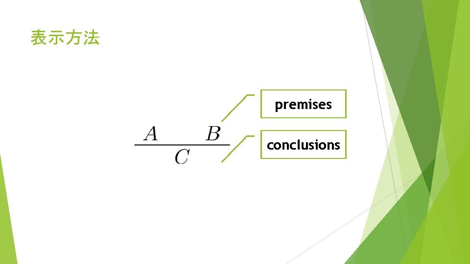 表示方法 premises conclusions 